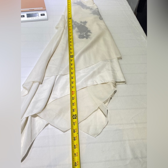 Boundary & Co Womens Dress Size XS Asymmetrical Ivory Black Sheer Shift Sleevel - Picture 5 of 12